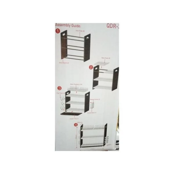 Qasa 3-Tier Plastic Dish Drainer & Plate Rack