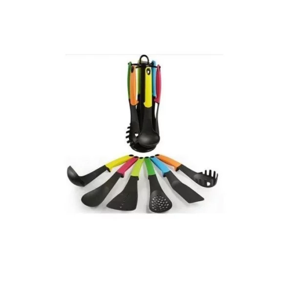 Multicolour Non-stick Cooking Spoon Set with Stand