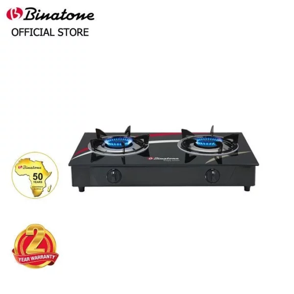 Binatone GGC-0002 2-Burner Table Top Glass Gas Cooker – Fast & Safe Cooking